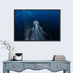 Aerial Boat Over Deep Blue Water Wall Art