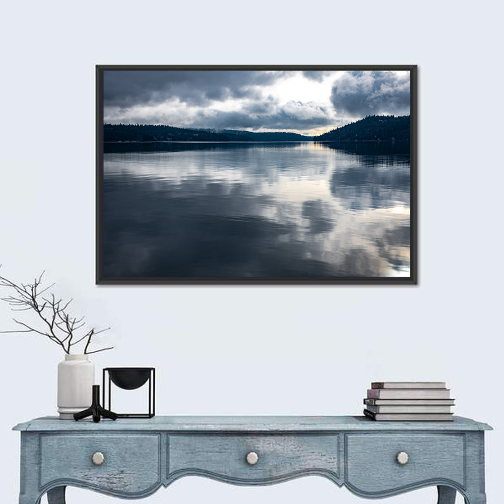 Coeur D'alene Lake Reflection Wall Art in a room, landscape