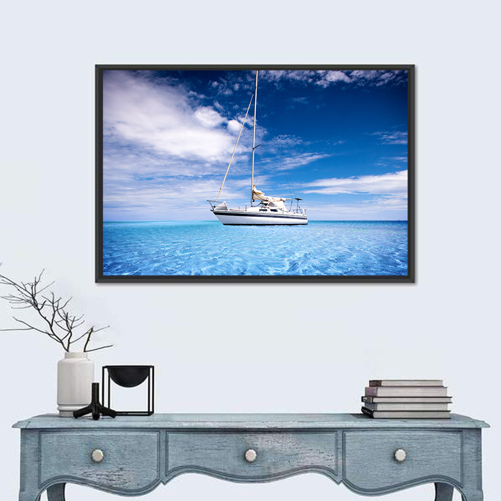 Furled Sails Over Turquoise Water Wall Art