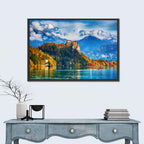 Bled Castle with Rowboat Wall Art