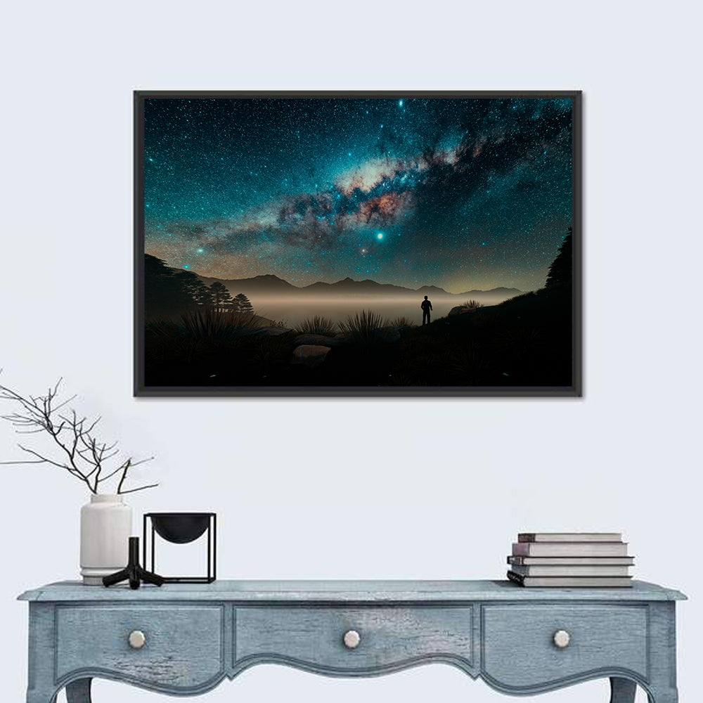 Milky Way Over Misty Mountain Ridge Wall Art