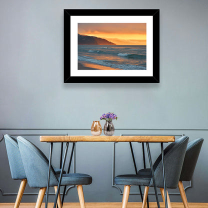Cliffside Sunset Over Ocean Wall Art