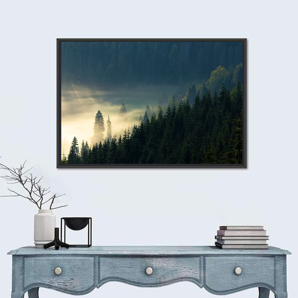 Conifer Valley Morning Mist Wall Art
