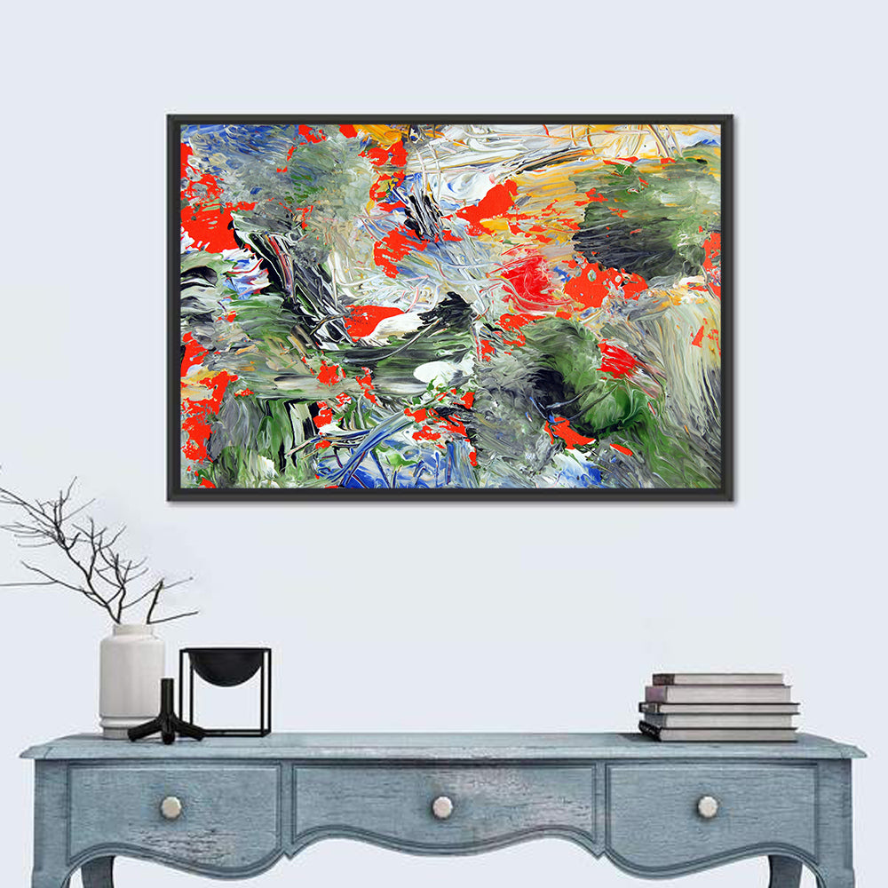 Melting Green Impasto Abstract Wall Art