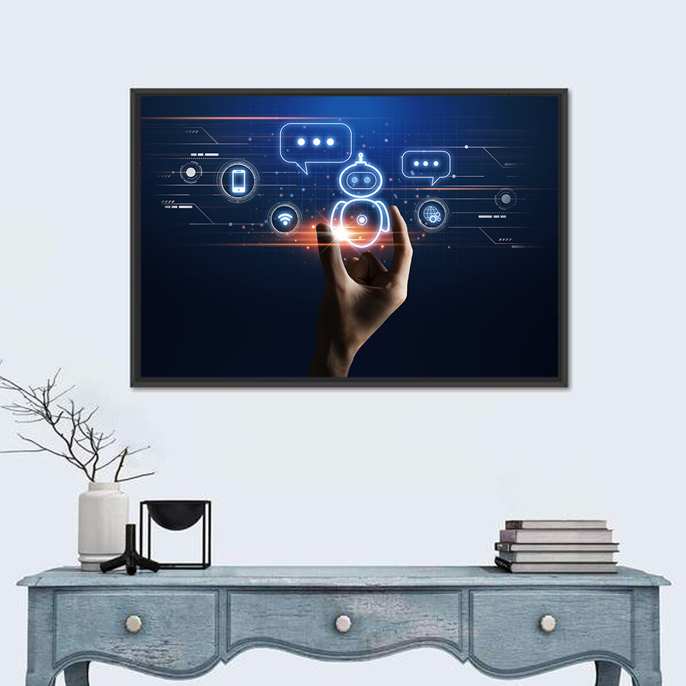 Hand Holding Robotic Assistant Icon Wall Art