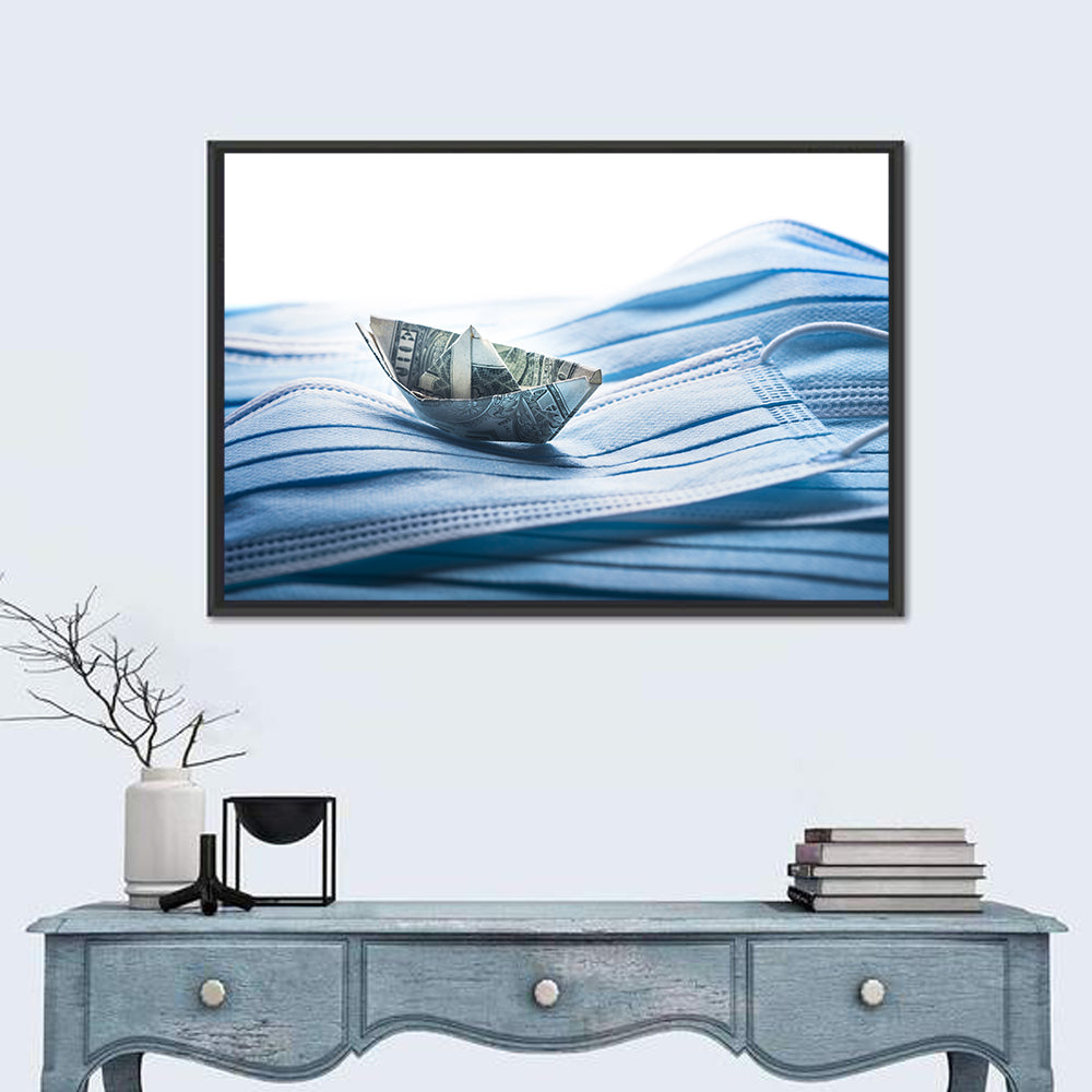 Money Ship & Surgical Masks Concept Wall Art