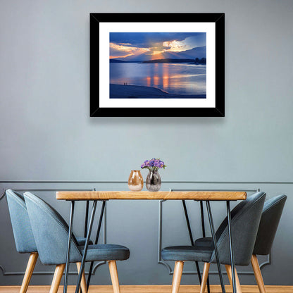 Lake Sunset with Silhouettes Wall Art