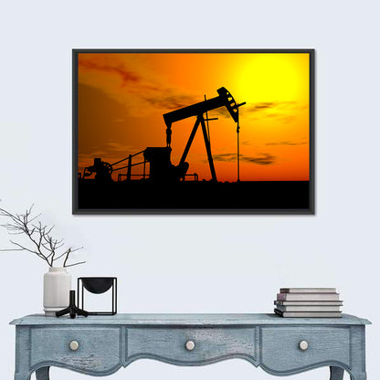 Pumpjack Sunset Silhouette Wall Art