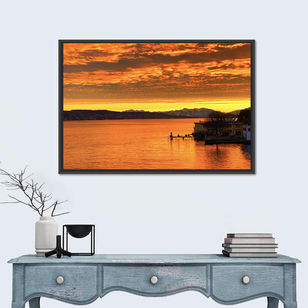 Lake Zurich Golden Sunset Wall Art