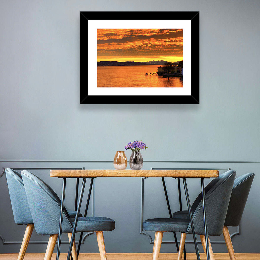Lake Zurich Golden Sunset Wall Art