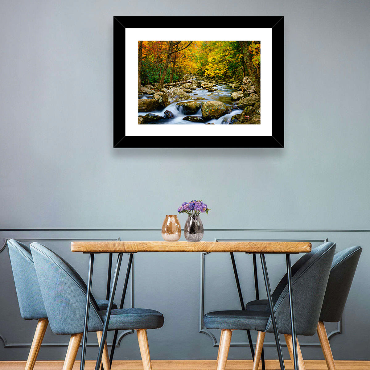 Autumn Stream Through Forest Wall Art