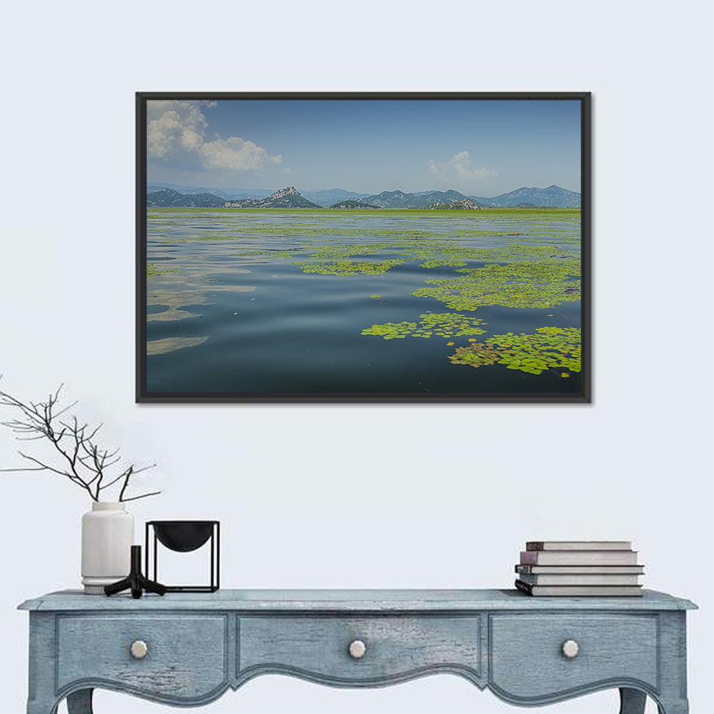 Lake Skadar Water Lilies Wall Art in a room, landscape
