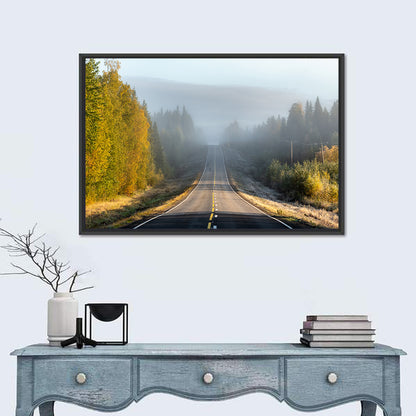 Misty Finnish Forest Highway Wall Art