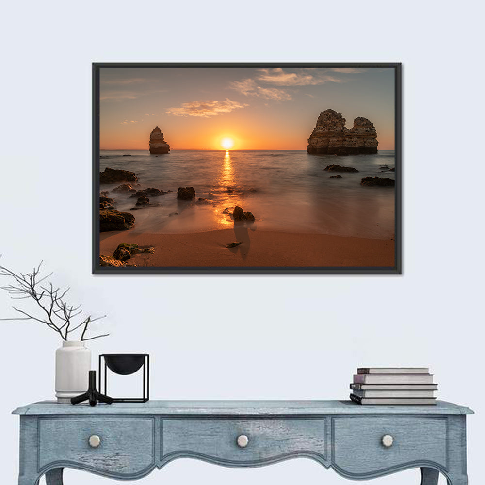 Praia Do Camillo Sunset Wall Art in a room, landscape