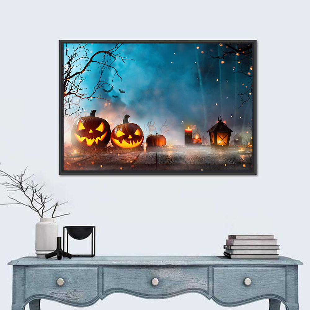 Foggy Halloween Pumpkins Wall Art