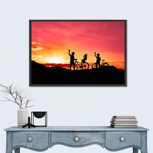 Cycling At Sunset Wall Art