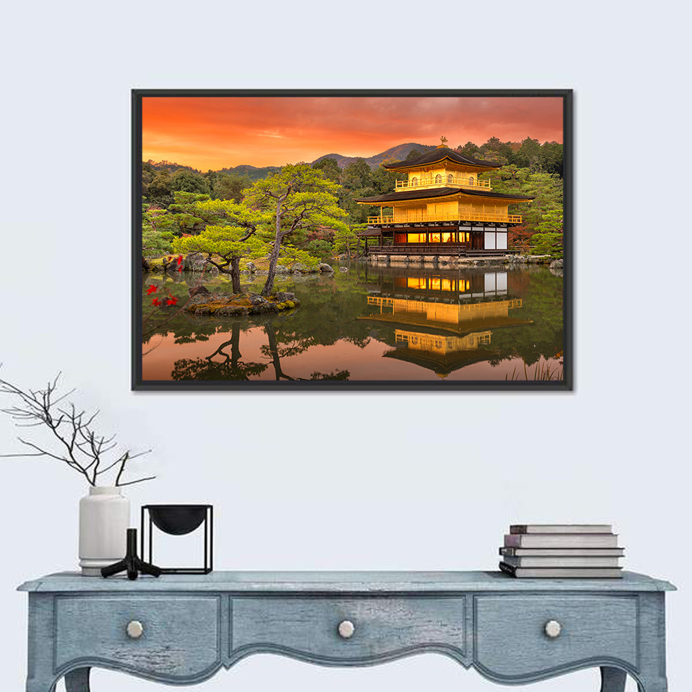 Kinkaku-ji at Sunset Wall Art in a room, landscape