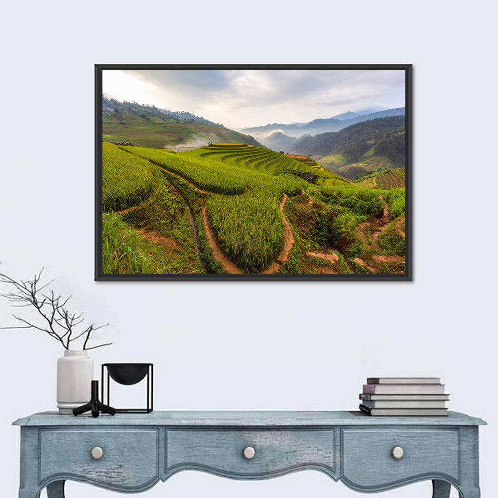 Terraced Rice Paddies Wall Art in a room, landscape