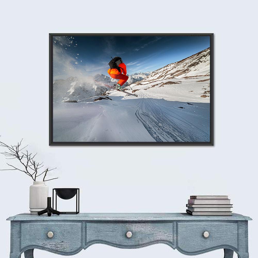 Skier Mid-air Jump Wall Art