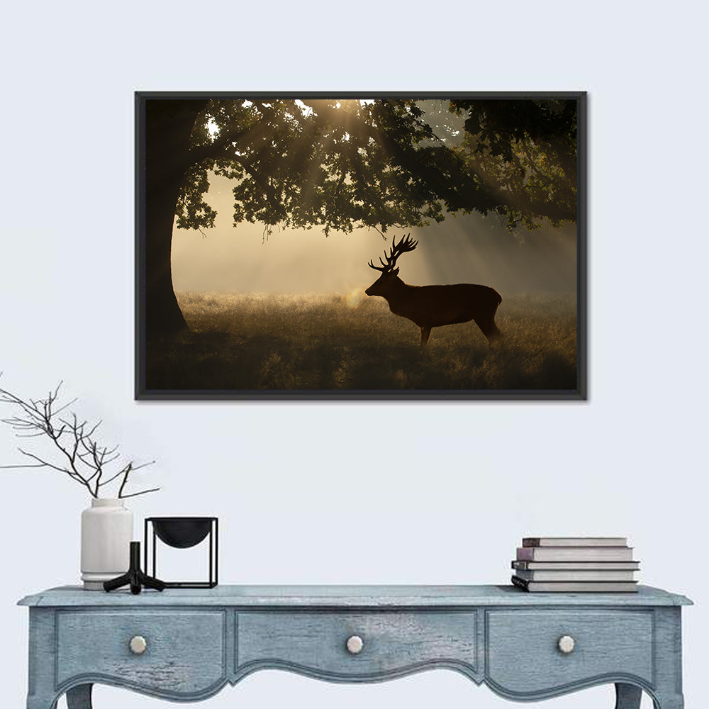 Misty Stag Silhouette Wall Art