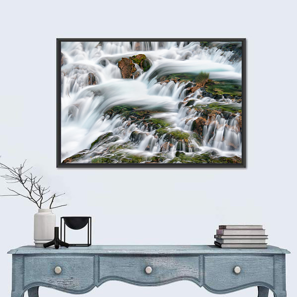 Canete River Cascade Wall Art in a room, landscape