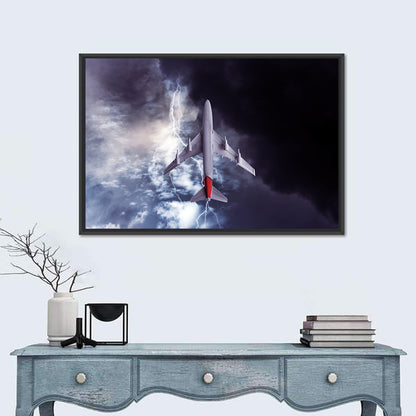 Red-tailed Airplane in Storm Wall Art
