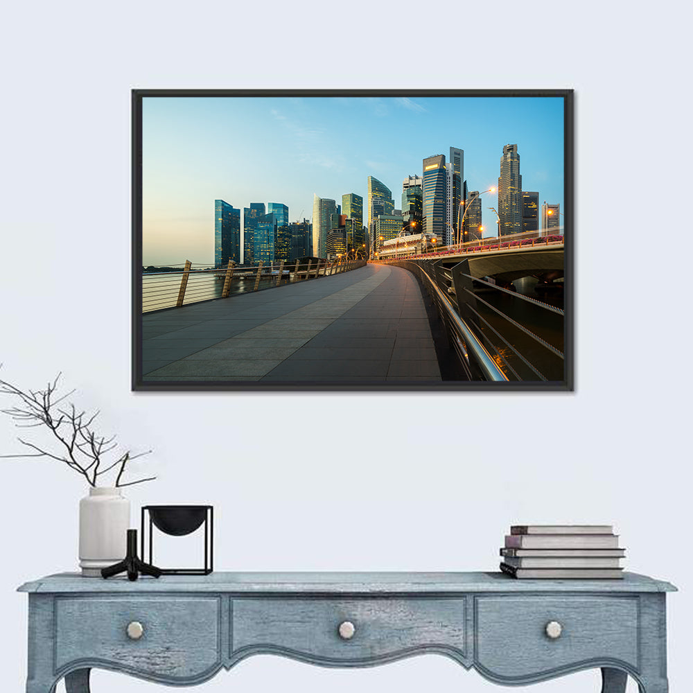 Singapore Business District Skyline Wall Art in a room, landscape