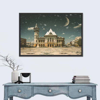 Buzău City Hall Nightscape Wall Art