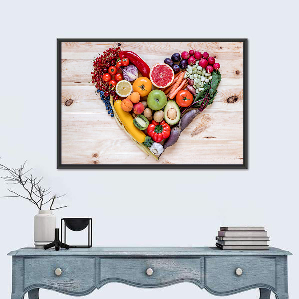Heart of Fresh Fruits and Vegetables Wall Art