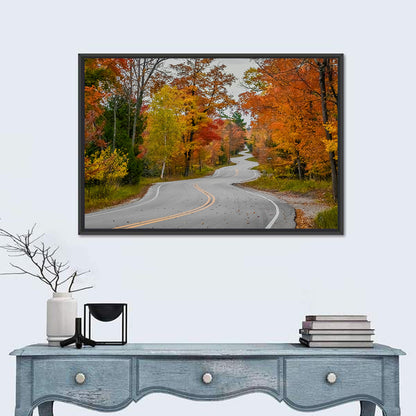 Winding Autumn Highway Wall Art