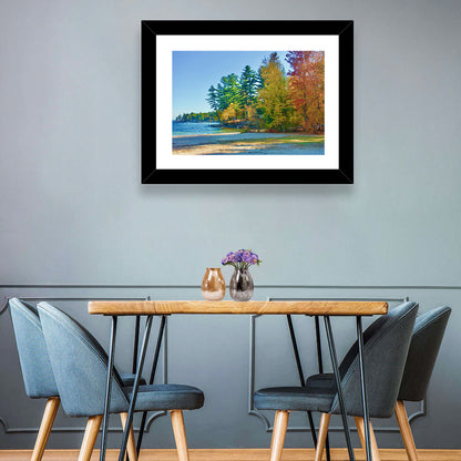 Sebago Lake Pier in Autumn Wall Art