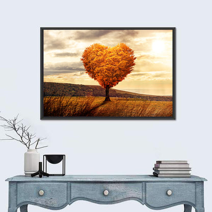 Heart Shaped Tree at Sunset Wall Art