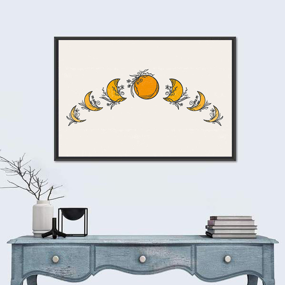 Lunar Phases Floral Arc Wall Art