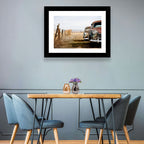 Abandoned Rusty Vintage Cars Behind Barbed Wire Wall Art
