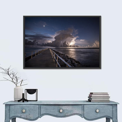 Storm Clouds Over Pier Wall Art