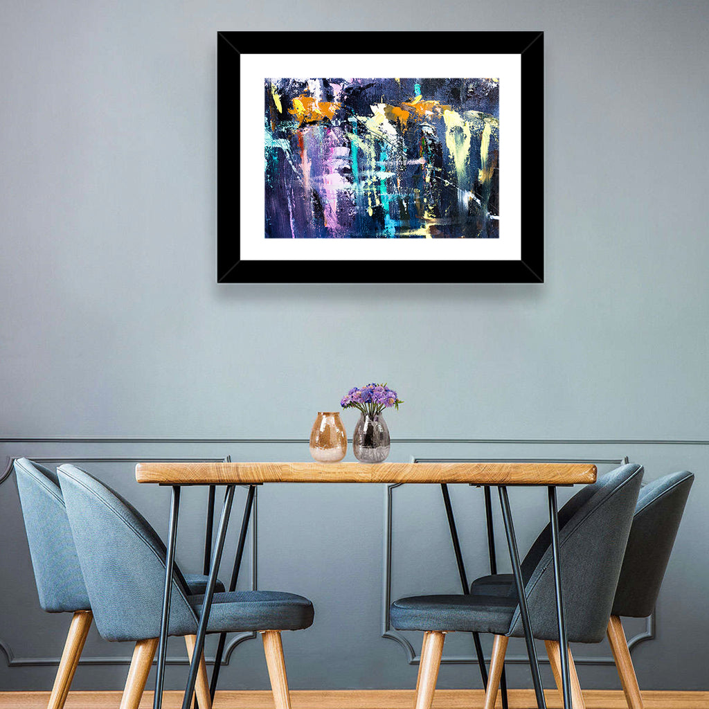 Impasto Waterfall in Blue and Purple Wall Art