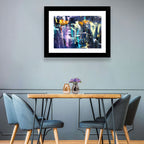 Impasto Waterfall in Blue and Purple Wall Art