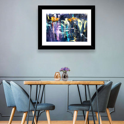 Impasto Waterfall in Blue and Purple Wall Art