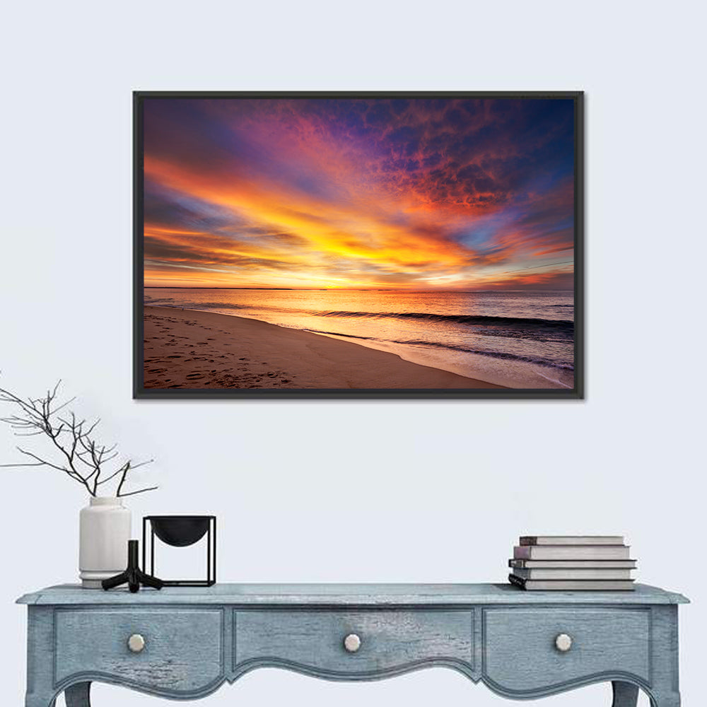 Maine Beach Sunrise Wall Art in a room, landscape