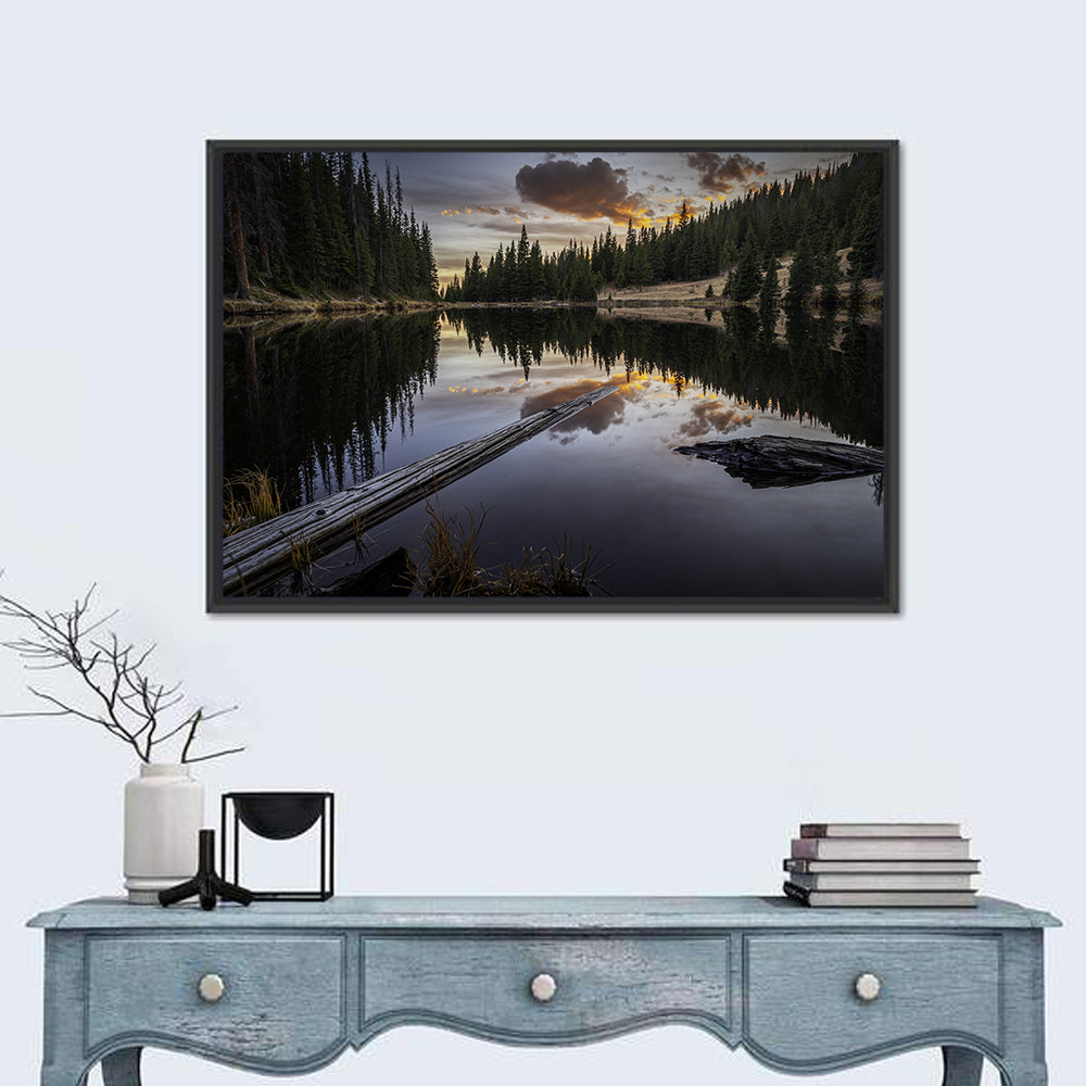 Lake Irene Sunset Wall Art in a room, landscape