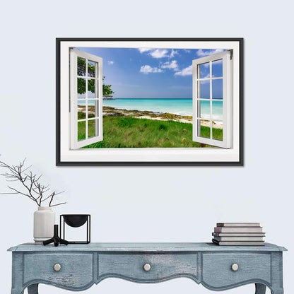 Gazebo on Pier Over Turquoise Ocean Wall Art