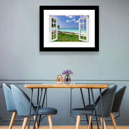 Gazebo on Pier Over Turquoise Ocean Wall Art