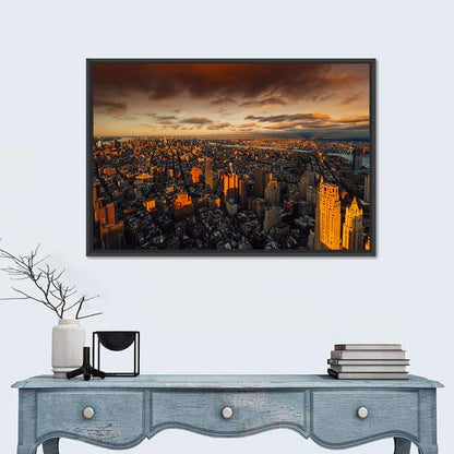 South Manhattan Sunset Skyline Wall Art
