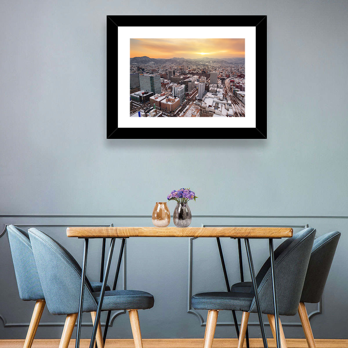 Sapporo Station Skyline at Golden Hour Wall Art