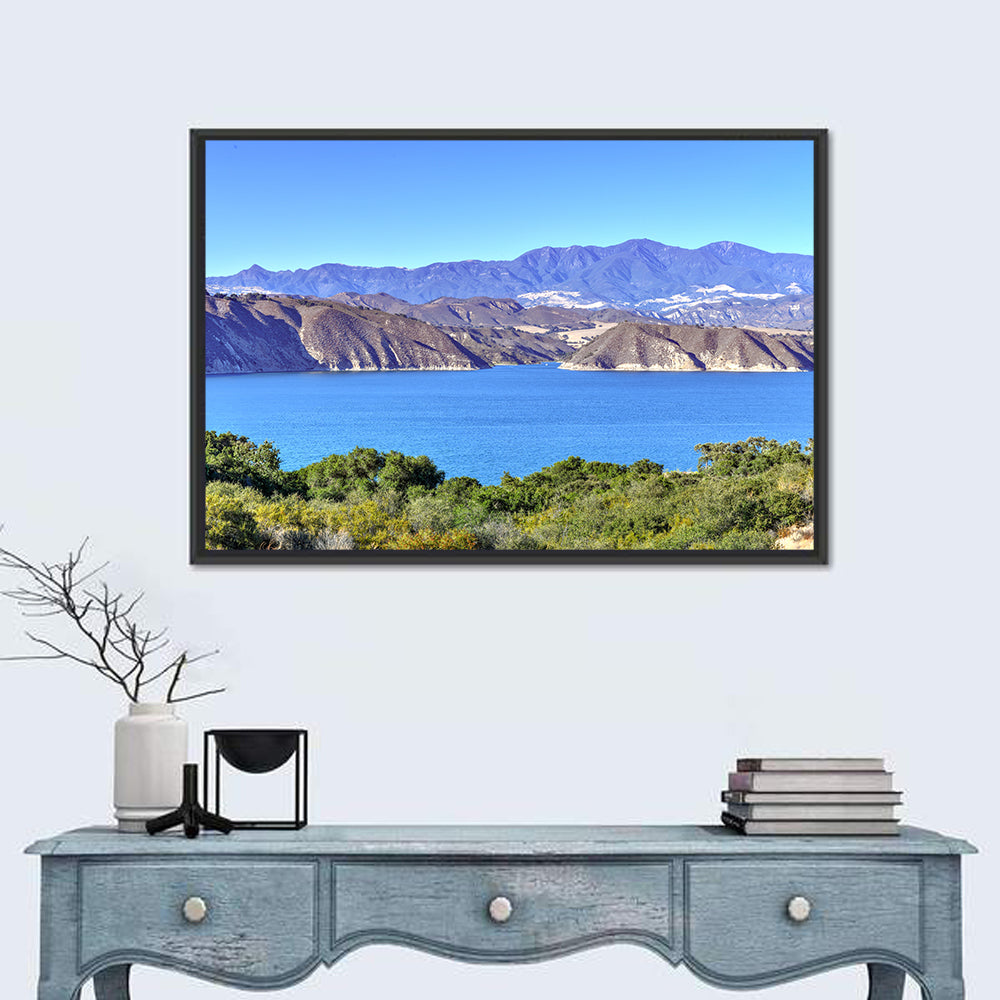 Lake Cachuma Vista Wall Art in a room, landscape