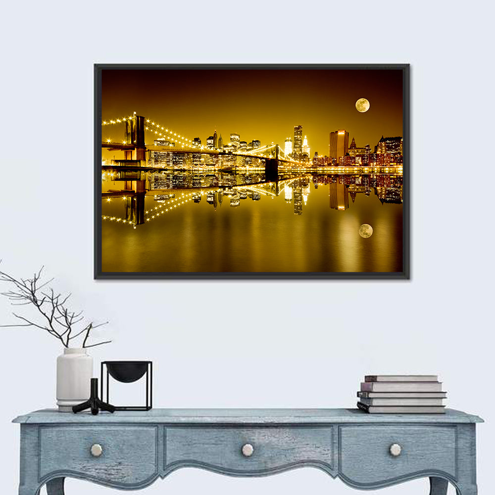 Brooklyn Bridge Moonlit Reflection Wall Art