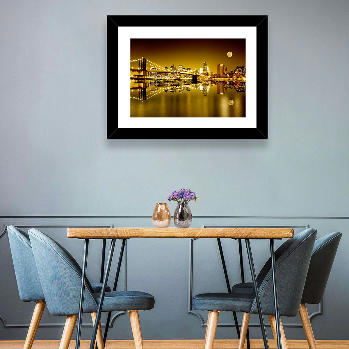 Brooklyn Bridge Moonlit Reflection Wall Art
