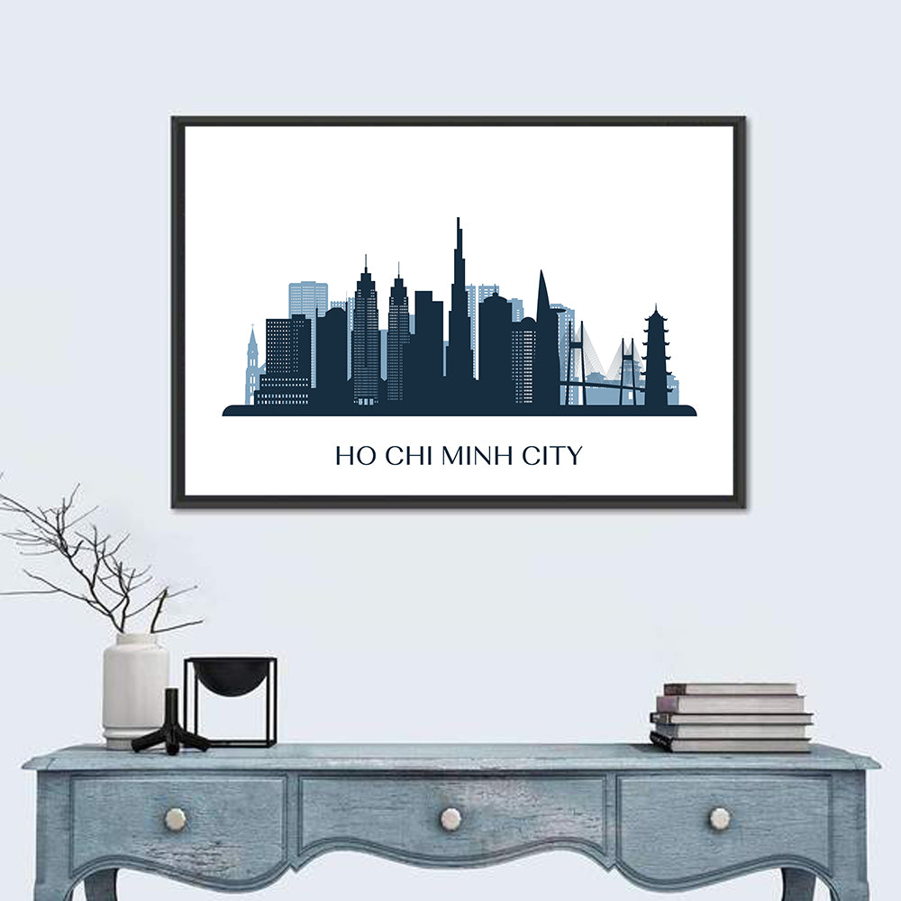 Ho Chi Minh City Skyline Wall Art in a room, landscape