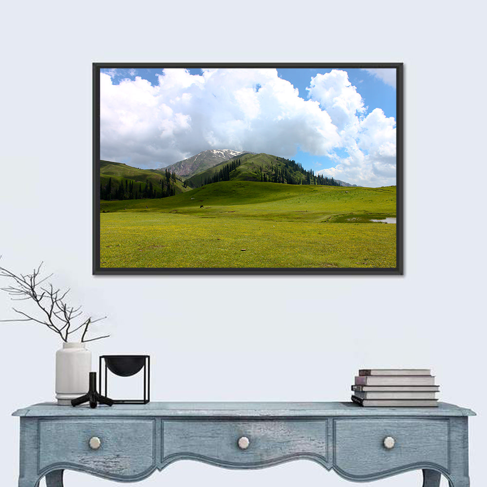 Seri Paya Mountain Meadow Wall Art in a room, landscape