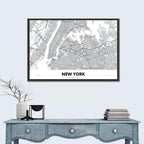 New York Street Grid Map Wall Art
